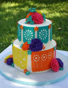 Fiesta Papel Picado Cake from CakeCentral.com | part of the Cinco de Mayo Roundup at SimplyFreshVintage.com