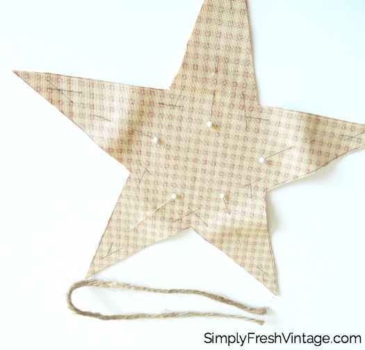 Vintage Star Ornaments | Make these easy Vintage Star Ornaments for decorating or gift giving. Pick your own fabrics and ribbon, and add some flowers or charms to make your own unique ornament. | SimplyFreshVintage.com